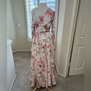 DIAMOND FOR EDEN Italy Floral Belted front Open Maxi girly wedding guest dress 8